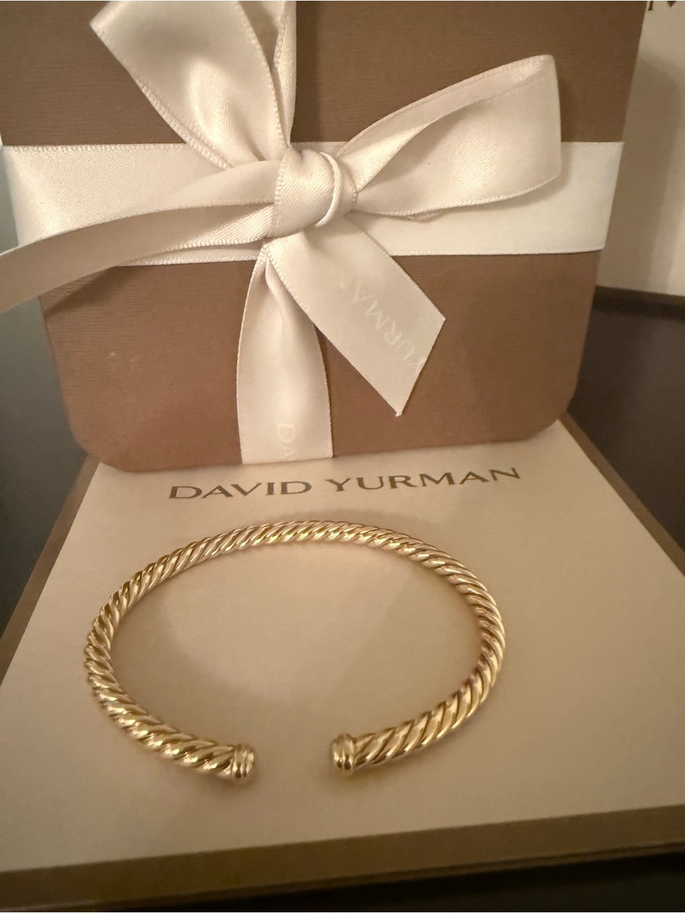 GORGEOUS David Yurman 18k Yellow Gold Cable Open Cuff Bracelet! - 4mm - Picture 1 of 10